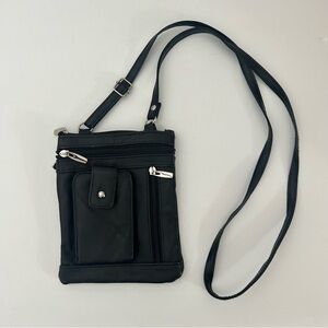 Vintage leather black womens crossbody purse small